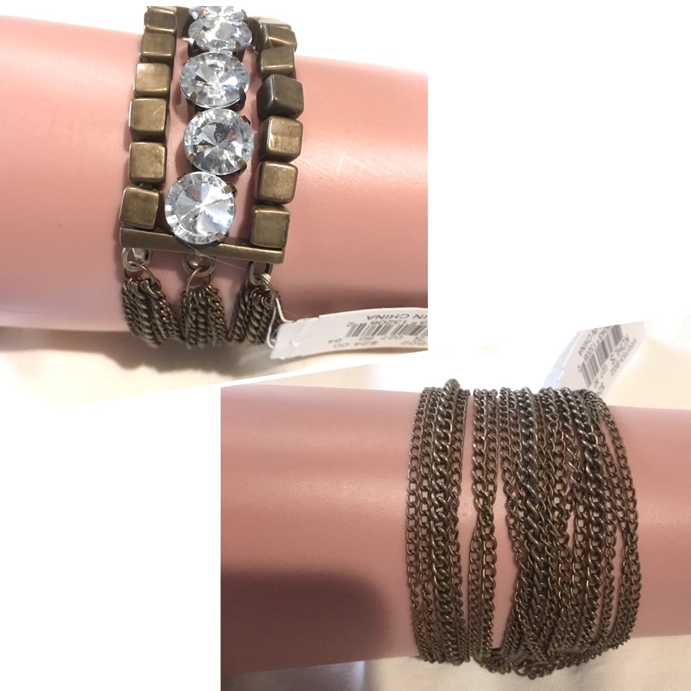 225 Nwt Simply Vera Brass Rhinestone Chain 12$